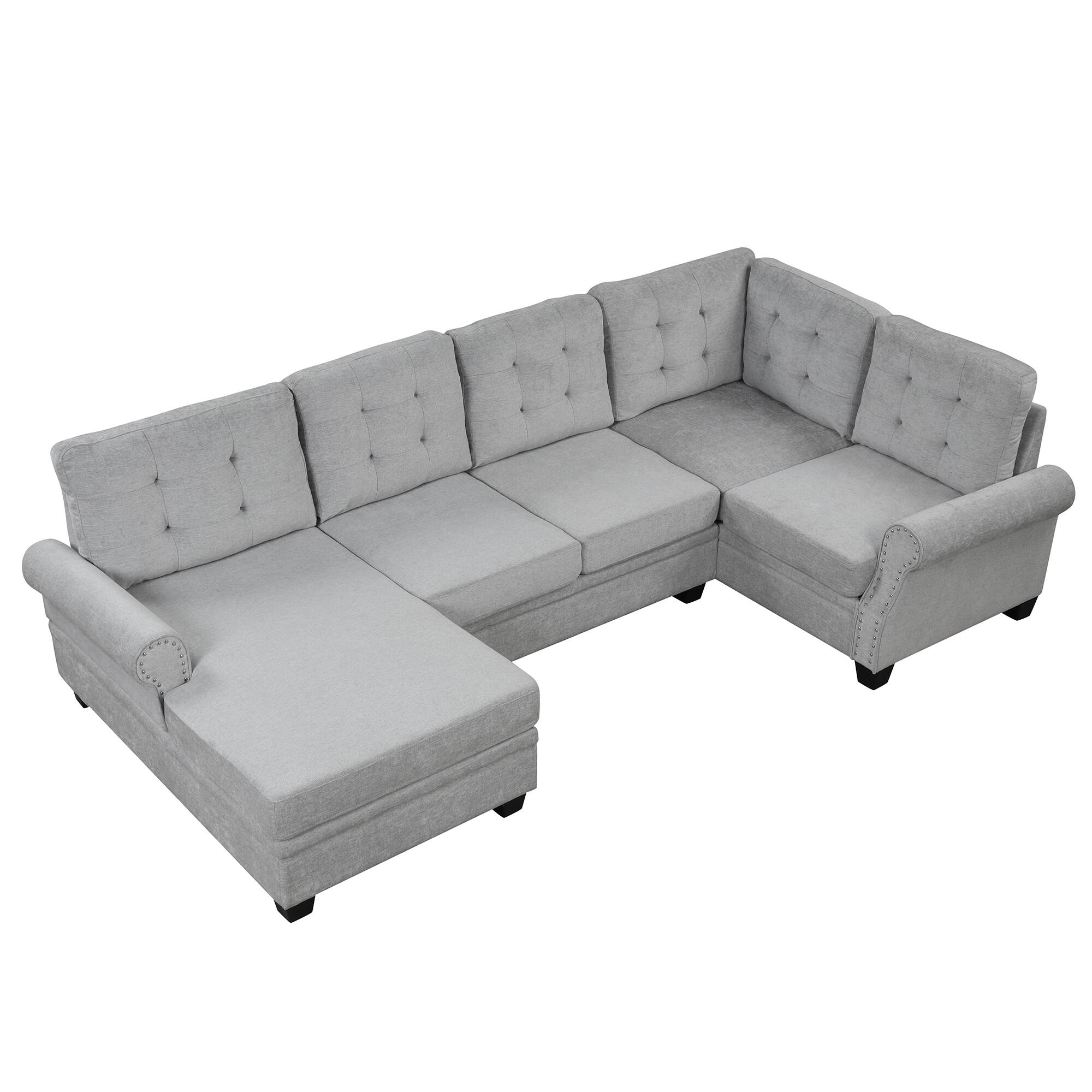 Modern UShaped Living Room Corner Sectional Sofa with Chaise Lounges